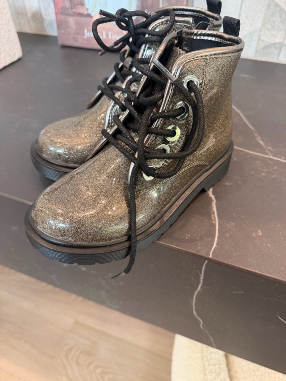 Brand New — Glitter Lace-Up Ankle Boots